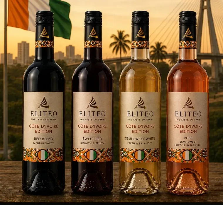 Côte d'Ivoire Edition — the four wines of the range with Côte d'Ivoire-inspired labels
