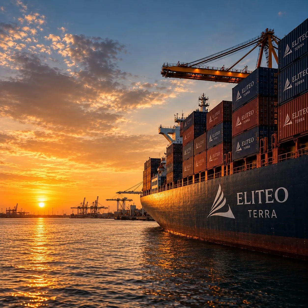 Eliteo Terra containers loaded at port for international shipment
